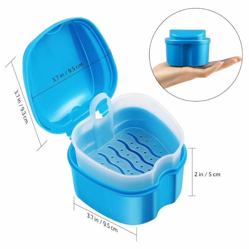 

2026 New False Teeth Storage Box Leak Proof With Hanging Net Orthodontic Retainer Case Portable For Adults Elderly Travel