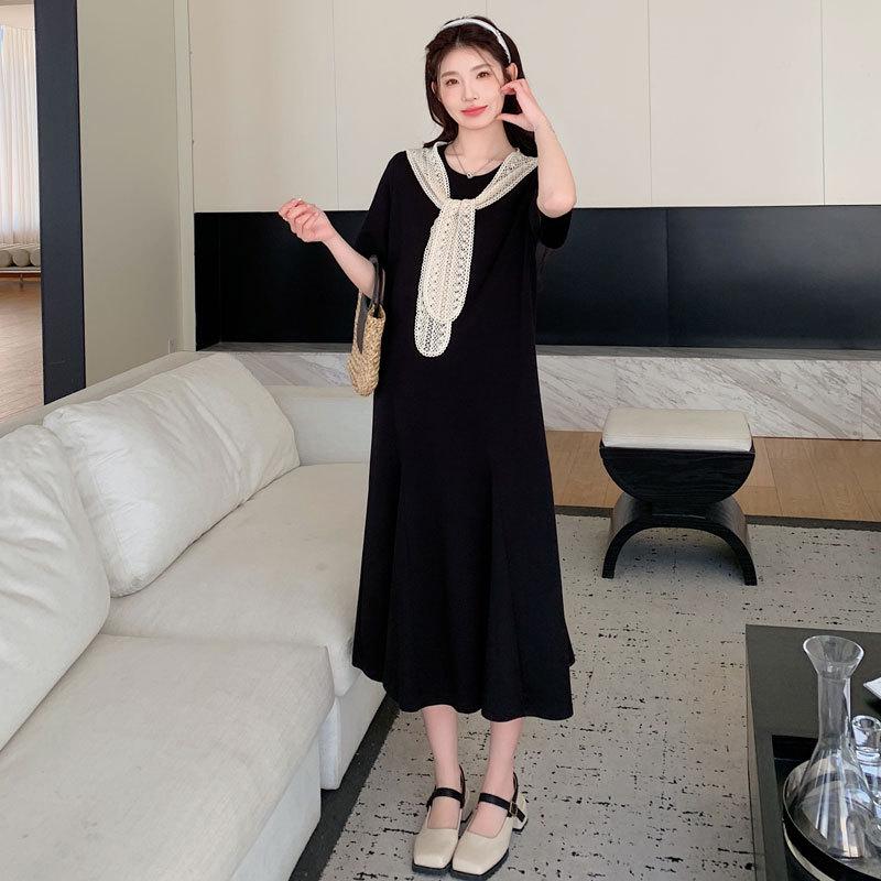 Maternity Summer Shawl Dress Faux Two-Piece 2026: New French Loose Long Skirt M
