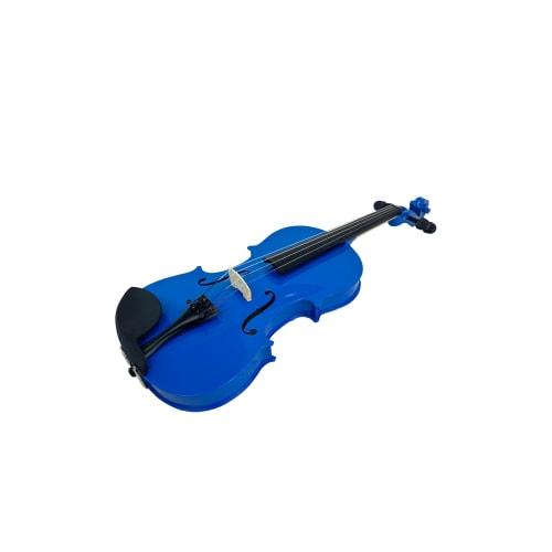 Silvio 4/4 Blue Violin - All Sizes, Beginner, Includes Case, Tuner, Rosin, Shoulder Rest, 2 Violin Bows, Extra Strings and Mute - Black - Suitable for