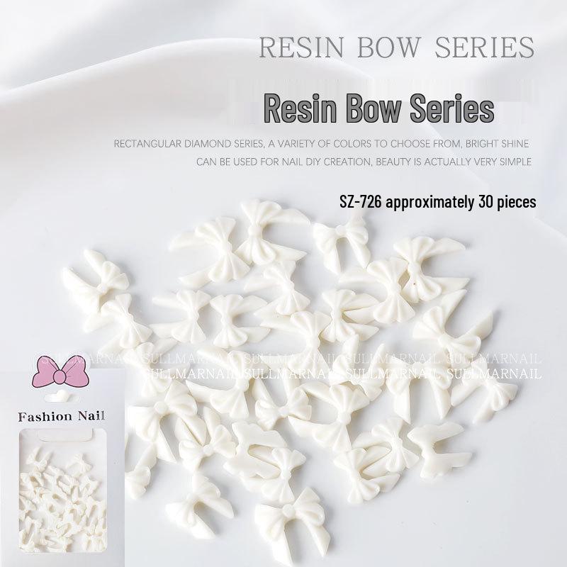 3D Schwarz-Weiß Harz Schleife Nagelkunst Dekorationen (30 Stück)