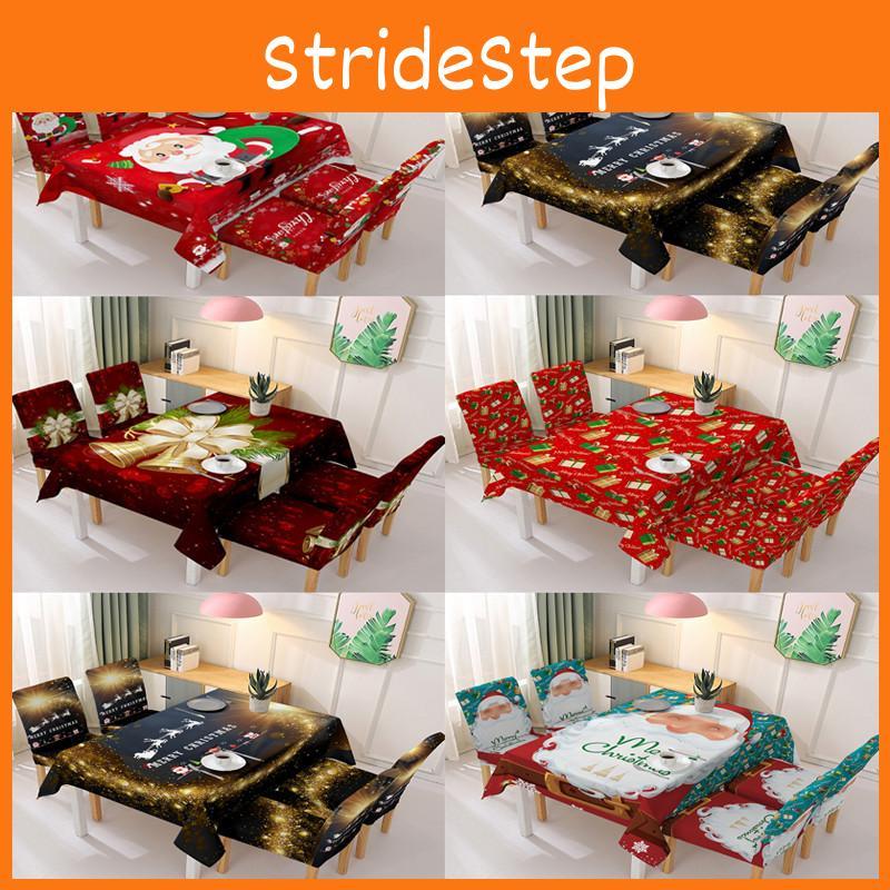 Festive Red And White Christmas Tablecloth With Chair Cover For Cheerful Celebrations