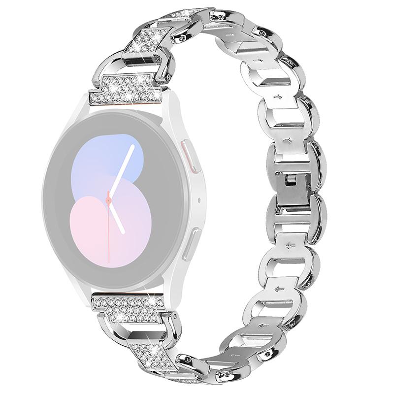 Pro Samsung Galaxy Watch 5 Pro 45mm/Watch 5 Active 40mm/44mm Kovový řemínek na hodinky zdobený kamínky Rychloupínací 20mm řemínek na hodinky