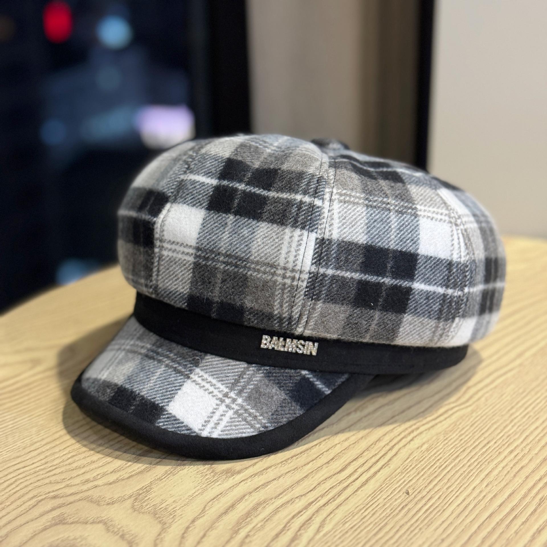 

Клітчастий берет Жіночий Осінньо-зимовий Новий Модний та Універсальний Британський Ретро Восьмикутник Капелюх Підкреслює Обличчя Маленький Капелюх Газетяра Adjustable