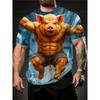 Herren Lustiges Schwein T-Shirt Niedliche Cartoon 3D Druck Kurzarm für Mann Rundhals T-Shirts Polyester Oberteile Outdoor Schnelltrocknend Herrenbekleidung