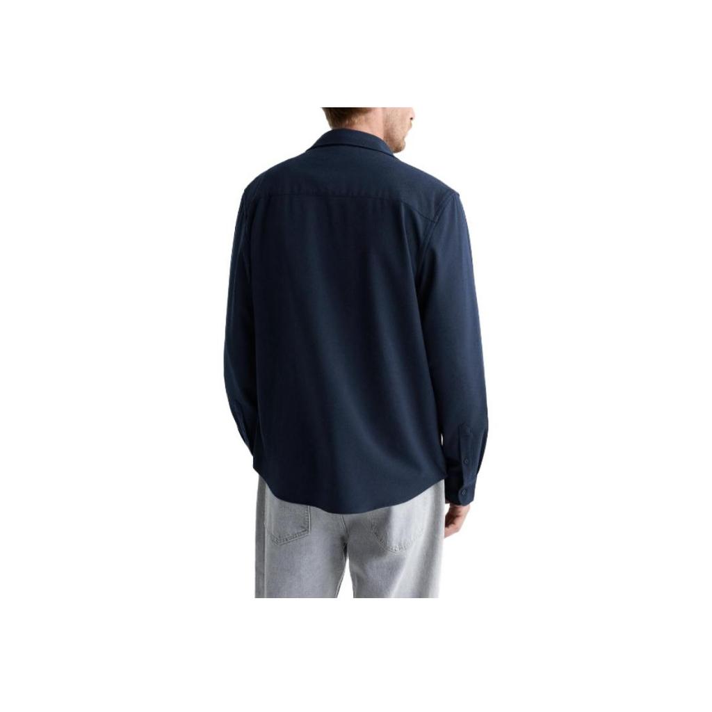 Zara Solid Color Pointed Collar Single-Breasted Long Sleeve Shirt Men Shirts Blue 01063340401-33