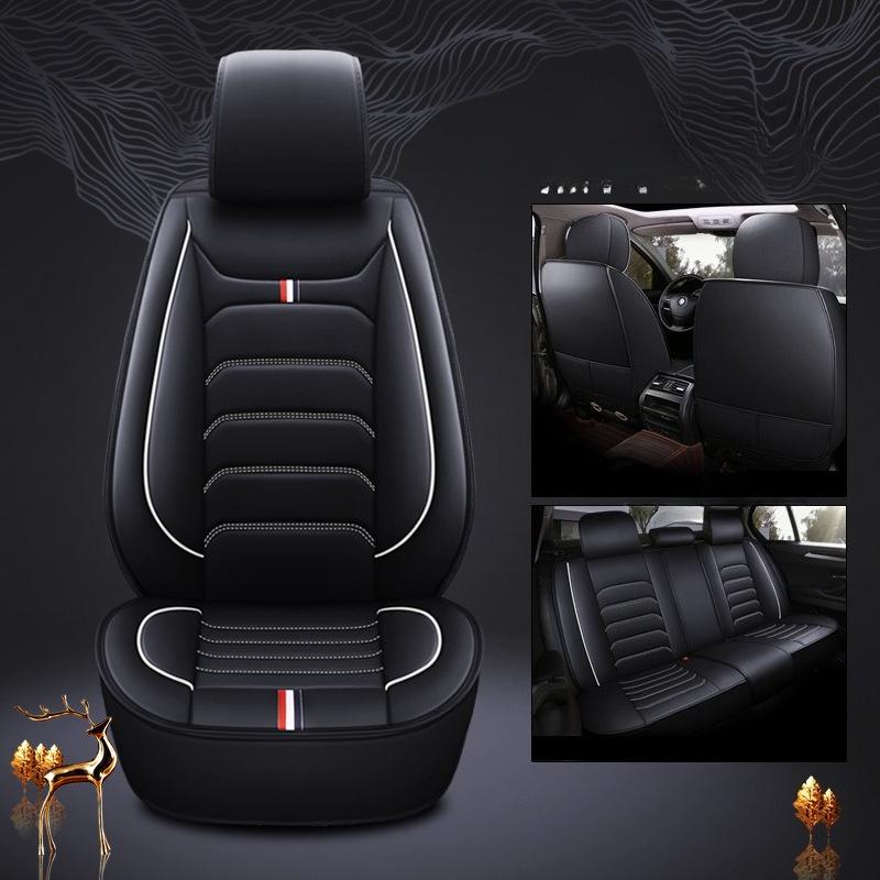 5-osobowe Pokrowce na Fotele Samochodowe ze Skóry PU z Stałym Podparciem Lędźwiowym, Wygodne, Oddychające, Stylowe, Pełne Pokrowce na Fotele Samochodowe, Pokrowce na Fotele Samochodowe na Cały Rok