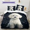 Schwarzes Bichon-Muster Bettwäsche Heimdekoration Geburtstagsgeschenk (1 Bettbezug + 2 Kissenbezüge, ohne Füllung)
