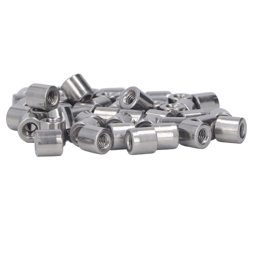 50Pcs Coupling Nut Round M4 Stainless Steel Rod Connector Nut Female Thread Fastener