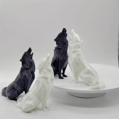 Modern Abstract Geometric Wolf Sculpture 3D Printed Plastic Statue Office Decor Indoor & Outdoor Use