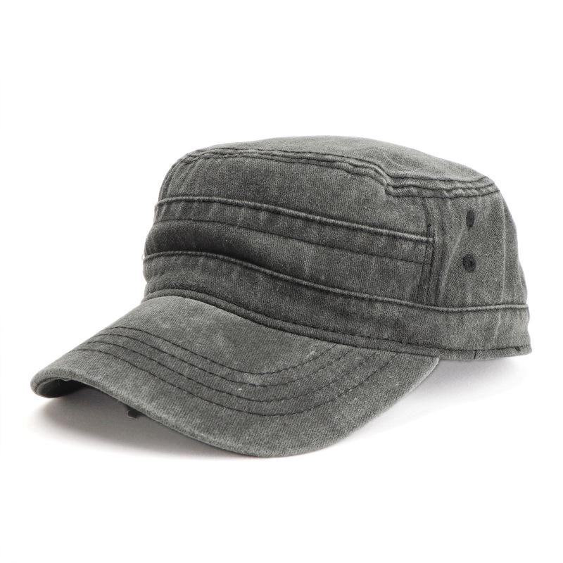 Berretto Militare Retrò Lavato a Tesa Piatta per Uomo e Donna, Design Semplice Usurato, Berretto da Baseball Casual con Visiera ad Becco d'Anatra per Protezione Solare