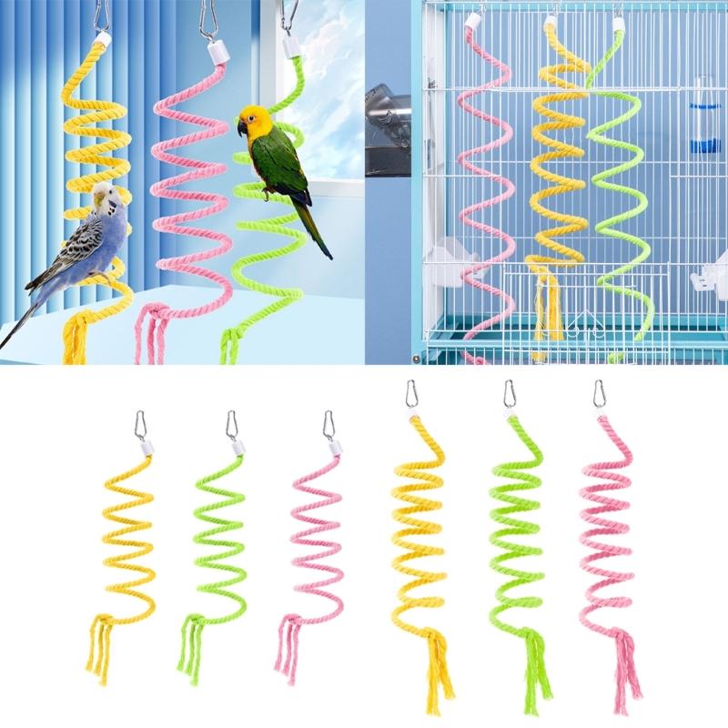 Lovebird Parrots Cage Spiral Bridge Swing Climbing Cotton Training Ladder Toy for Bird Pet Supplies