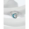European and American Light Luxury Fashion Crescent Moon Star Blue and White Diamond Womens Versatile Ring
