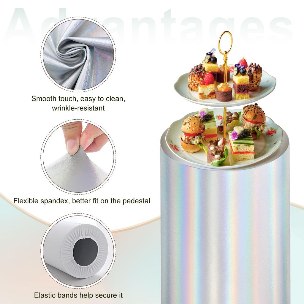 3/5pcs Cylinder Spandex Stand Covers Plinth Stand Cover Foil Fabric Pedestal Column Cylinder Covers for Wedding Birthday