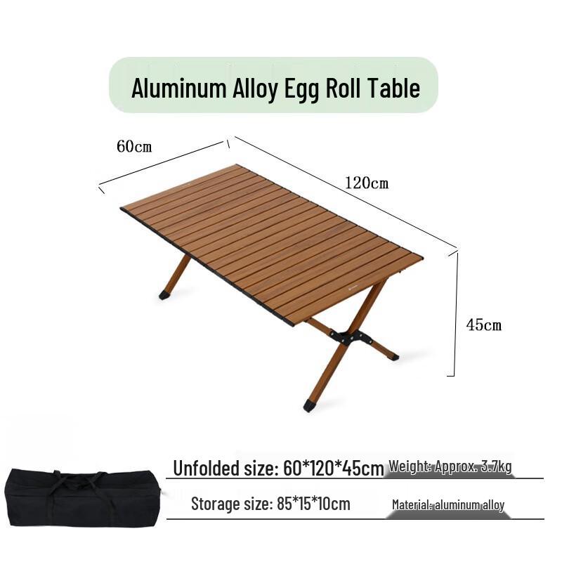 OEING Outdoor Aluminum Alloy Folding Picnic Egg Roll Table