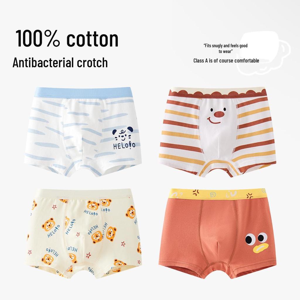 Boys' Pure Cotton Boxer Briefs, Ages 6-12, Comfortable Fit, No Pinching