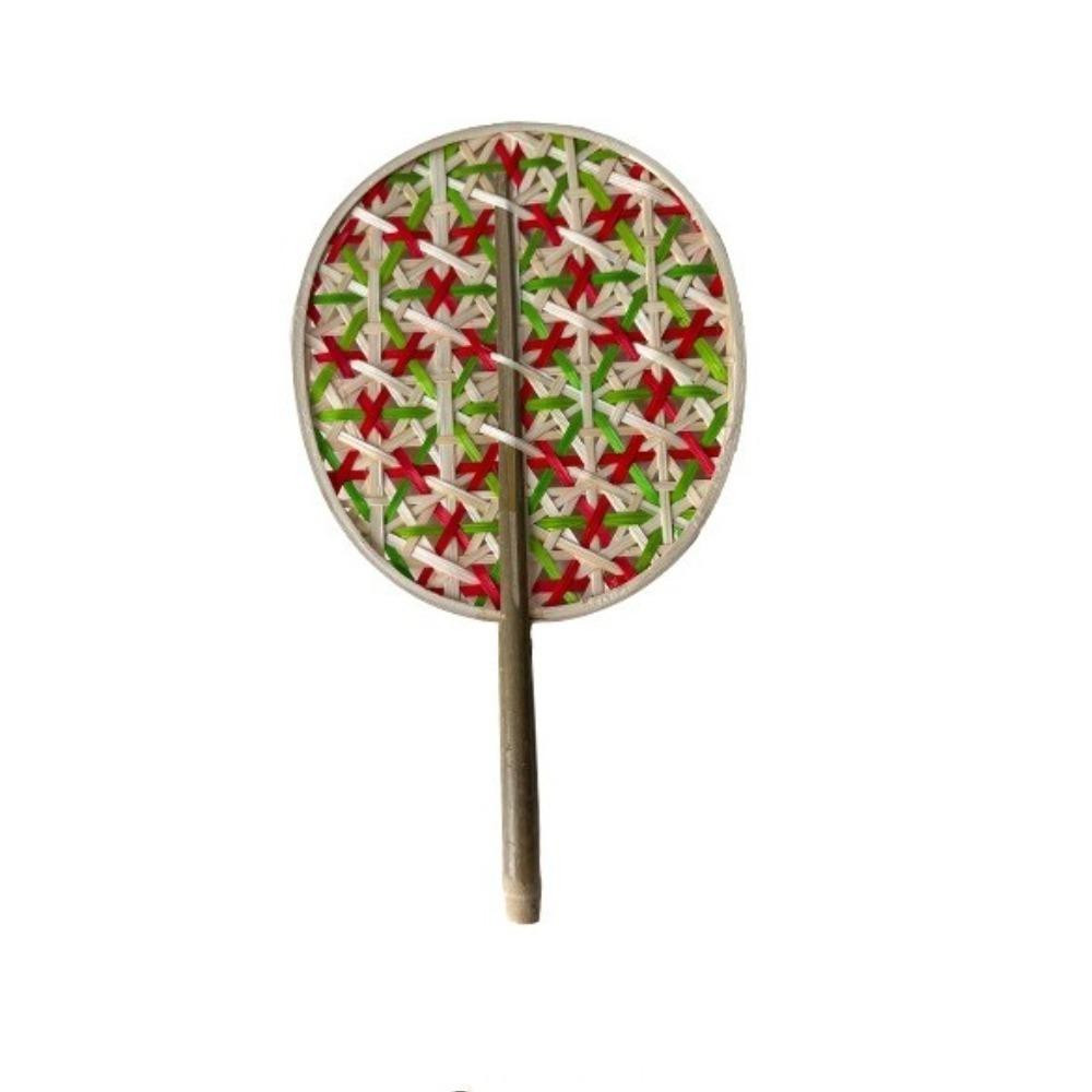 Handmade Bamboo Braided Fan Colorful Hand Cranked Fan Home Decoration Weaving Fan  Home