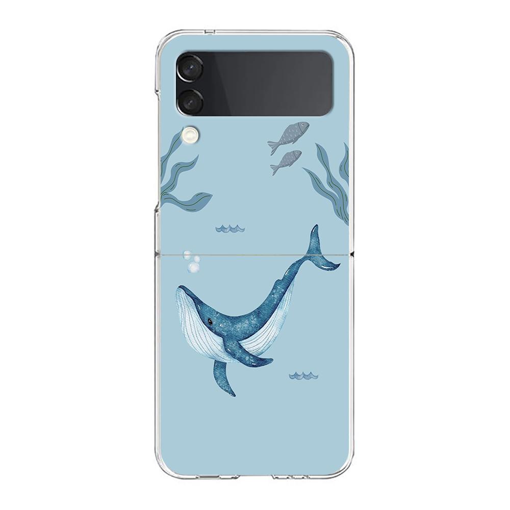 

Чехол для телефона Samsung Galaxy Z Flip 7 6 5 4 3 Жесткий складной чехол для Samsung Z Flip6 Flip5 Flip4 Дельфин Кит Парные Galaxy Z Flip 7