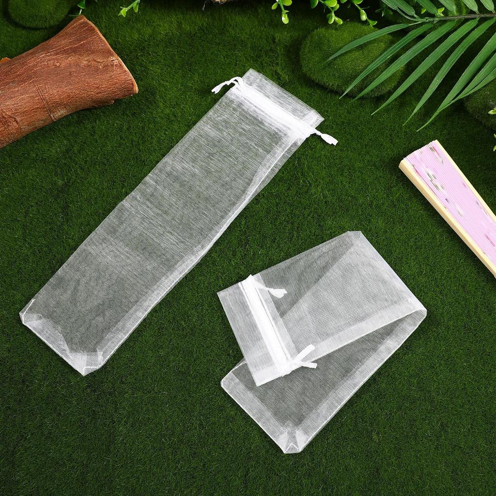 VORCOOL Organza Kordelzugbeutel für Set von Netz-Aufbewahrungsbeuteln, Perfekt für Geschenke und kleine Schmuckdosen x Fächer, 50, Weiß, Kordelzug,