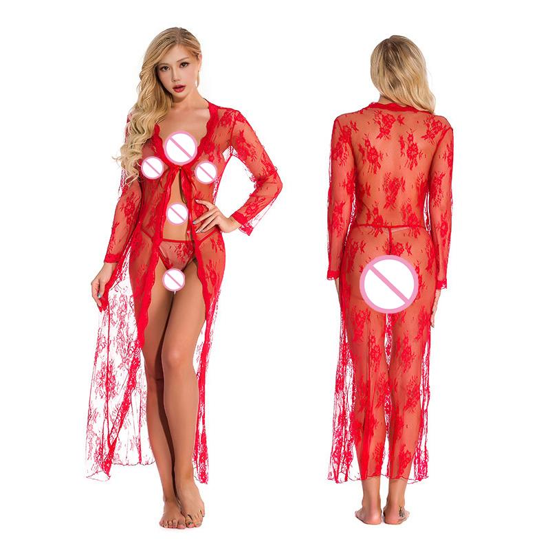 Sexy Women Secret Lingerie Transparent Ball Gowns Babydoll Evening Erotic Nightgown Temptation Long Underwear Nightdress