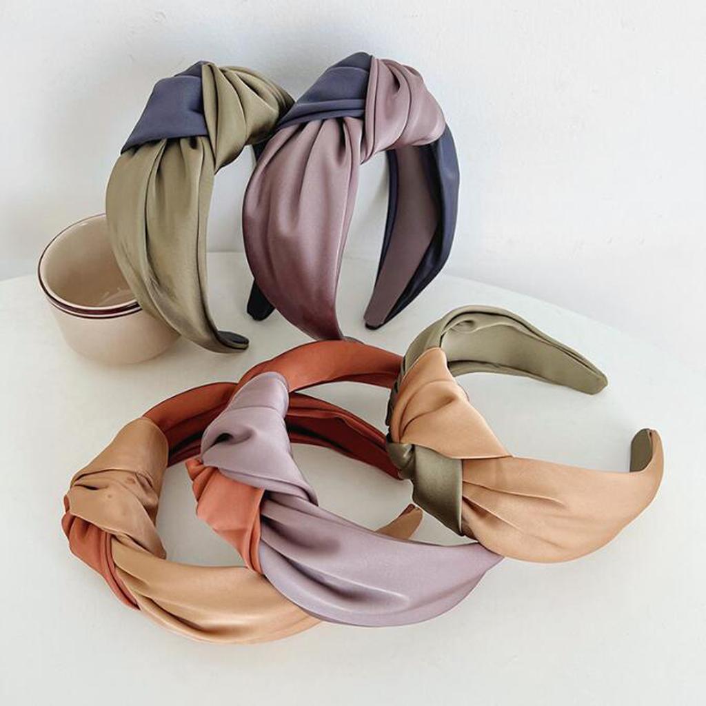PROLY Neue Mode Damen Stirnband Breitseite Patchwork Haarband Mädchen Herbst Turban Knoten in der Mitte Haarschmuck