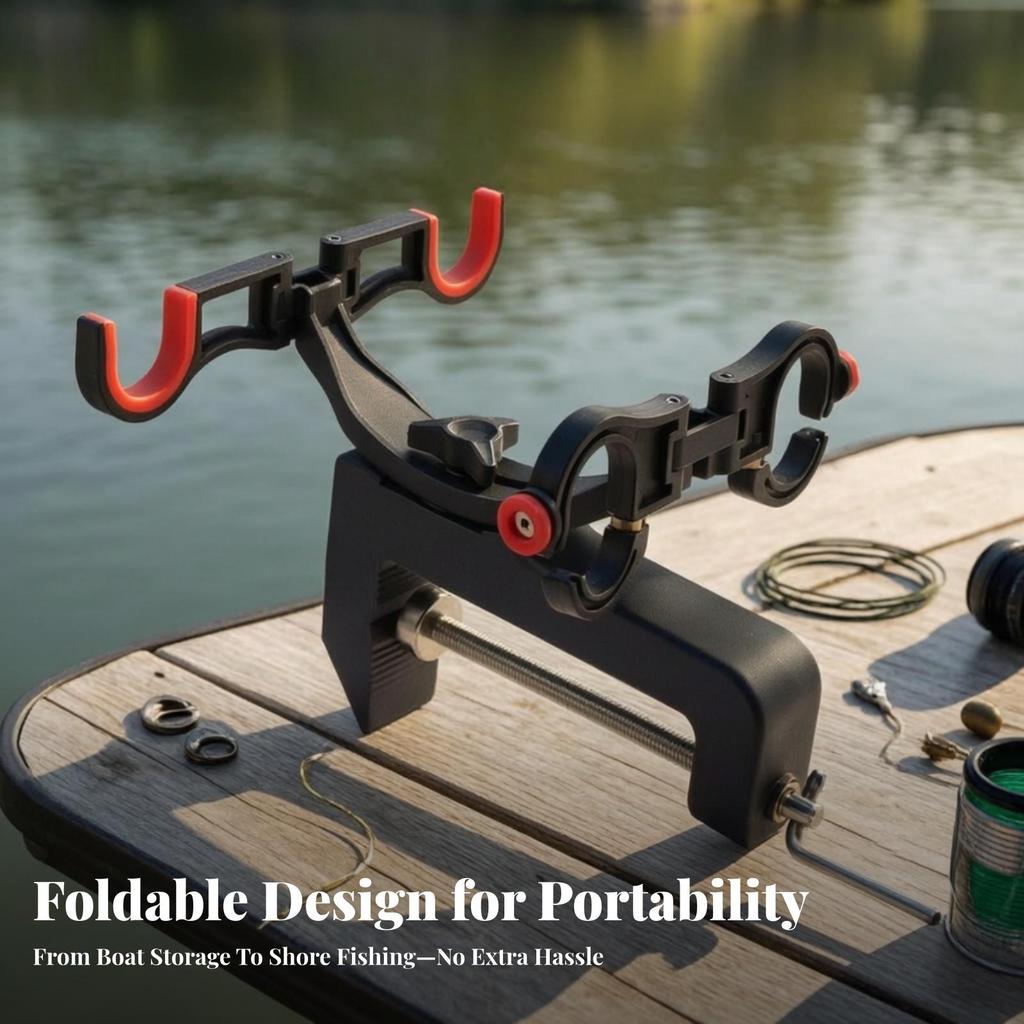 Clamp-on Rod Holder Adjustable Double Fishing Stable for Anglers