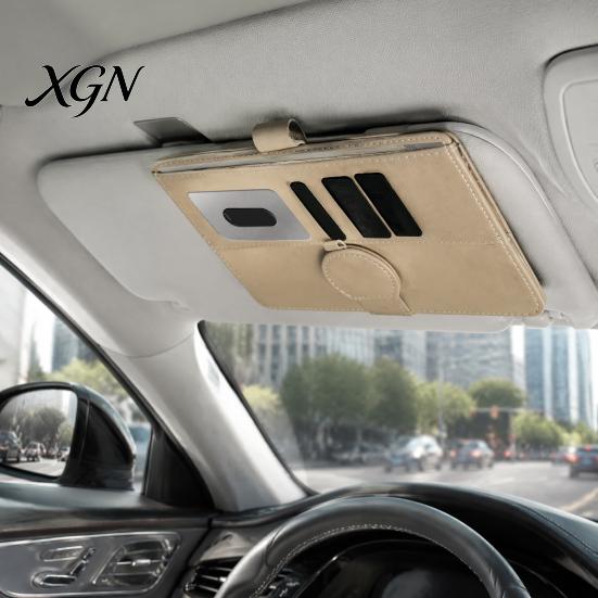 Car Visor Mount for Glasses Sun Holder, Eye Clip Organizer Driving Eyeglass Hanger Vehicle, Multi Functional Storage Pouch Sunglasses, Ticket