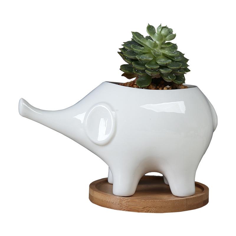 Cute Cartoon Animal Elephant Succulent Flower Pot Simple Creative Desktop Plant Decoration Ceramic Flower Pot