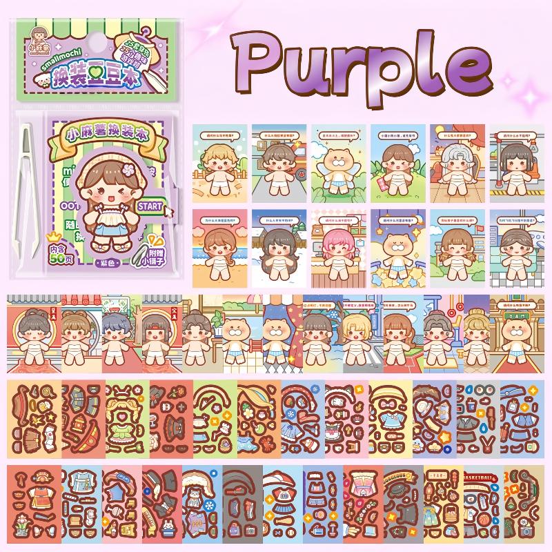 1 Mini Dress-Up Sticker Book Cute No-Cut Stickers For Journals, Creative Scene Dress-Up Sticker Book