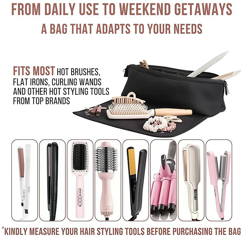 2-in-1 Hair Tools Travel Bag For Flat Irons, Straighteners, Curling Iron, And Haircare Accessories, With Interior Pockets