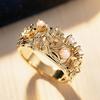 Vintage Floral Flower Pearl Wide Band Ring for Women Carved Sculpture Elegant Wedding Stackable Finger Jewelry Gift