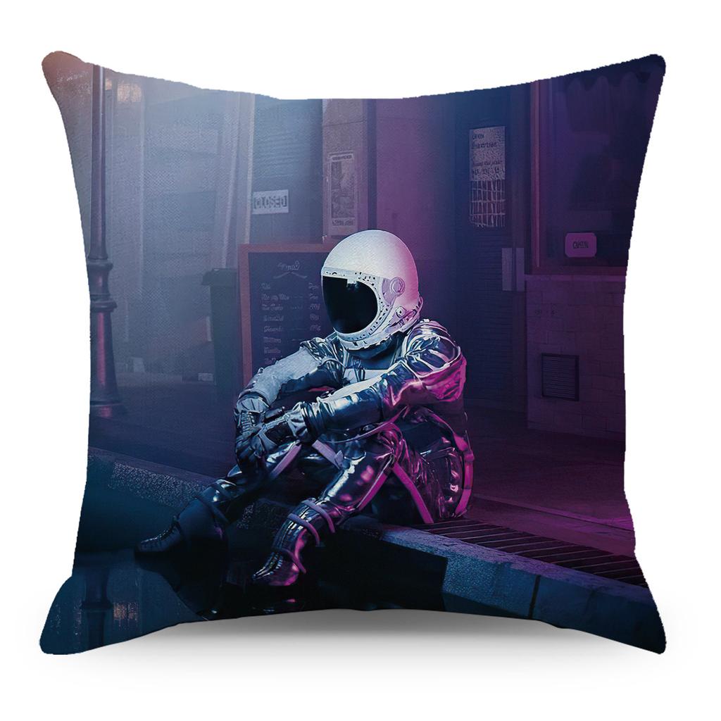 Wish Pillowcase Astronaut Planet Linen Pillow Cushion Cover