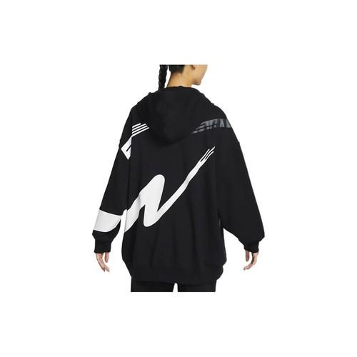 Nike Women's Black Letter Print Knitted Hoodie