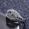 Wind Hollow Engraved With Colorful Glass Diamonds Retro Ring, Jewelry