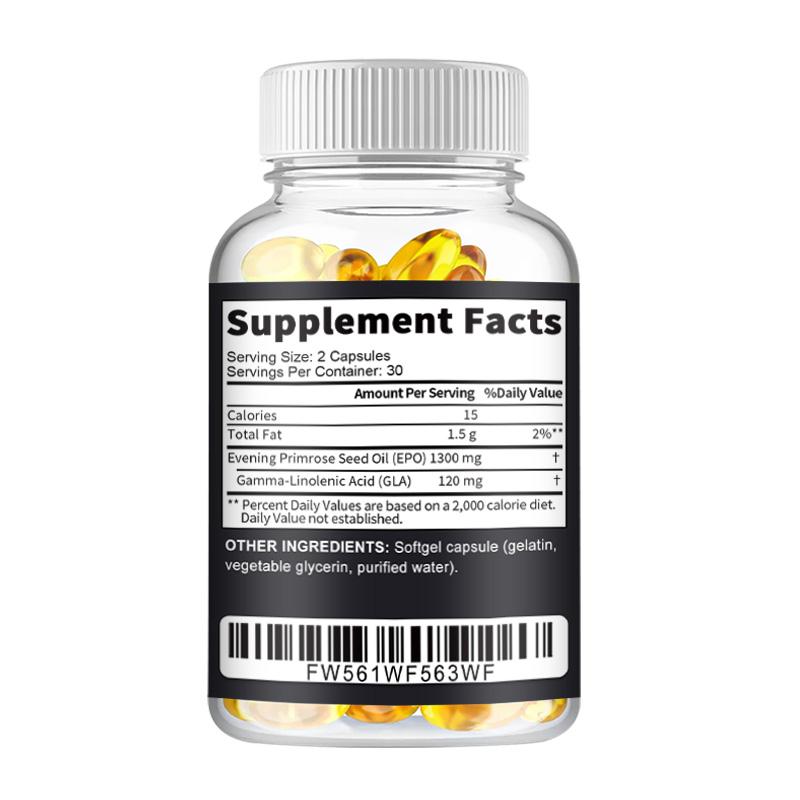 Nachtkerzenöl 1.300 mg, - Kaltgepresst, GVO-frei, Ganzheitliche Gesundheitsunterstützung für Frauen