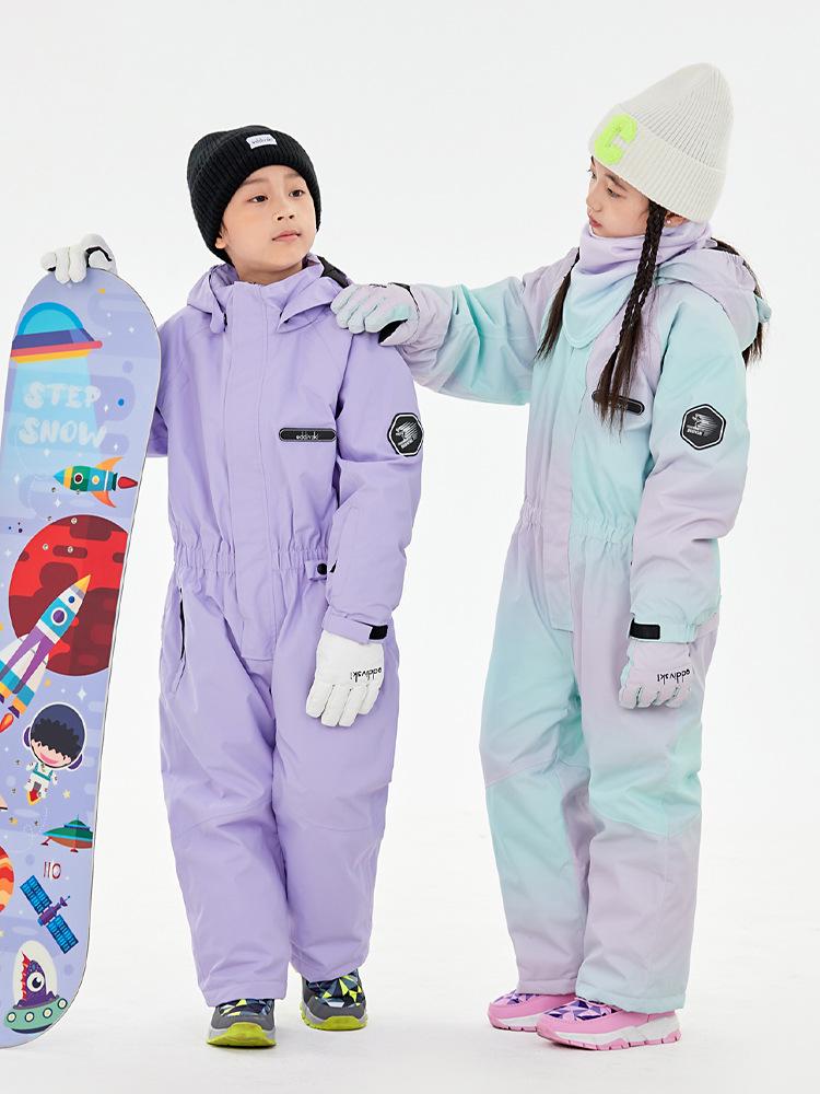 Oddivski Unisex Children's Cartoon Ski Suit - Warm, Waterproof, Windproof One-Piece for Indoor Skiing.