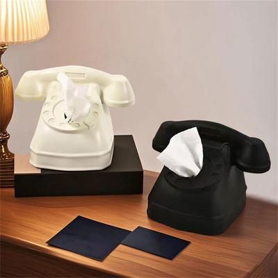 Telephone Shaped Tissue Box Stylish Telephone Design Tissue Box Paper Dispenser for Versatile Home Settings