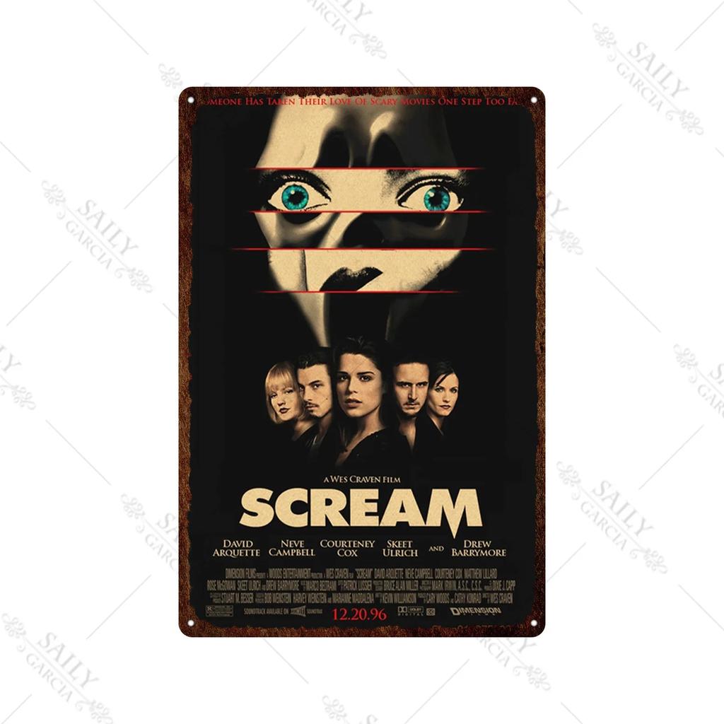 Scream Dead Horror Film Metal Tin Sign Posters Movies American Wall Art Metal Plates Man Cave Pub Bar Sign Metal Decor Plaques