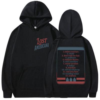 MGK Day Lost Americana Tour 2025 Grafika Albumu Bluza z Kapturem Męska Damska Vintage Oversizeowa Bluza Hip Hop Gotycka Bluza z Długim Rękawem
