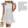 Women's Summer Mini Dress Casual Hollow Out Sleeveless Cotton Dress Boho Loose Crew Neck Short Dress for Beach Holiday