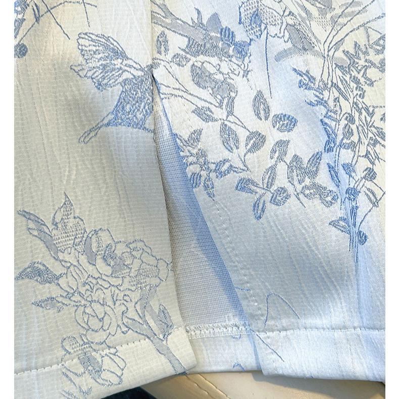 Vintage Chinese Floral Embroidery Satin Pencil Skirt Women Elegant High Waist A Line Midi Autumn