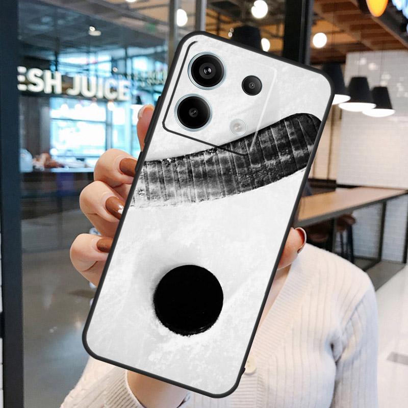 Hockey Stick and Puck Case For Xiaomi Redmi Note 11 9 10 12 13 14 15 Pro Plus Redmi 15 15C 10C 12C 13C 14C Cover