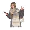 Winter Scarf Cashmere Feel Plush Scarf with Tassel Decoration Thickened Warm Plaid Pattern Winter Long Scarf