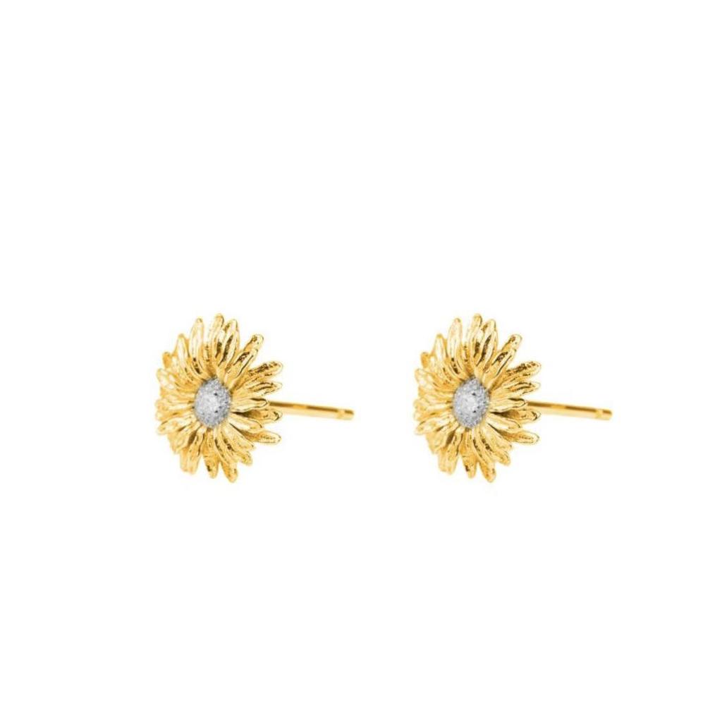 Vintage Sunflower Daisy Stud Earrings - High-End Floral Micro-Paved Light Luxury Design