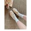 Cowhide version 7cm inner height increase casual sports shoes women's invisible pull legs splicing round head lace-up
