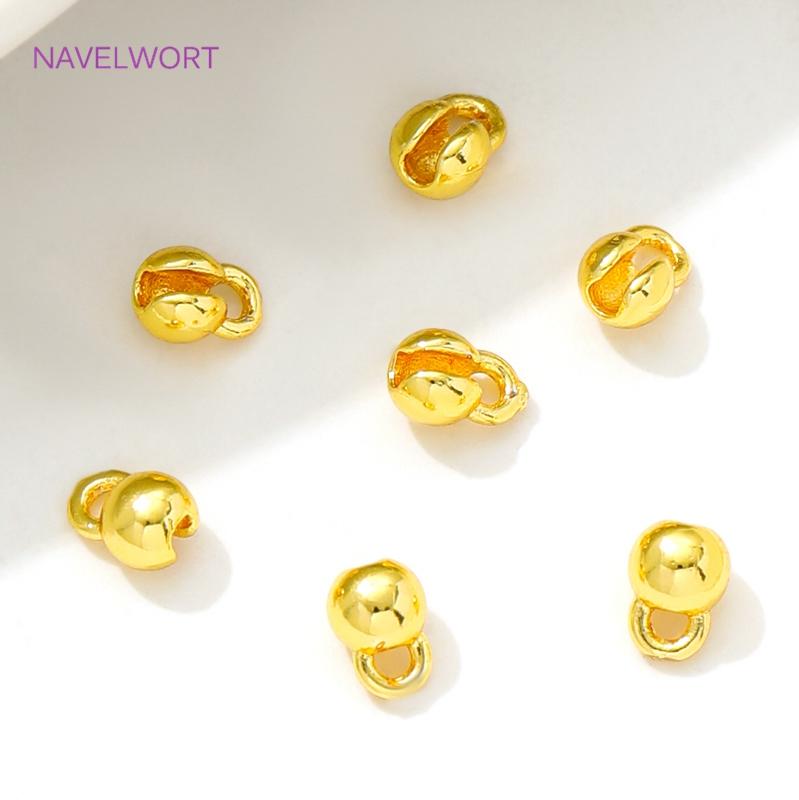 18K Gold Plated Brass End Caps For Jewelry Crimp Beads Cover Findings For DIY Bracelet Making Accessories,Jewelry Materials