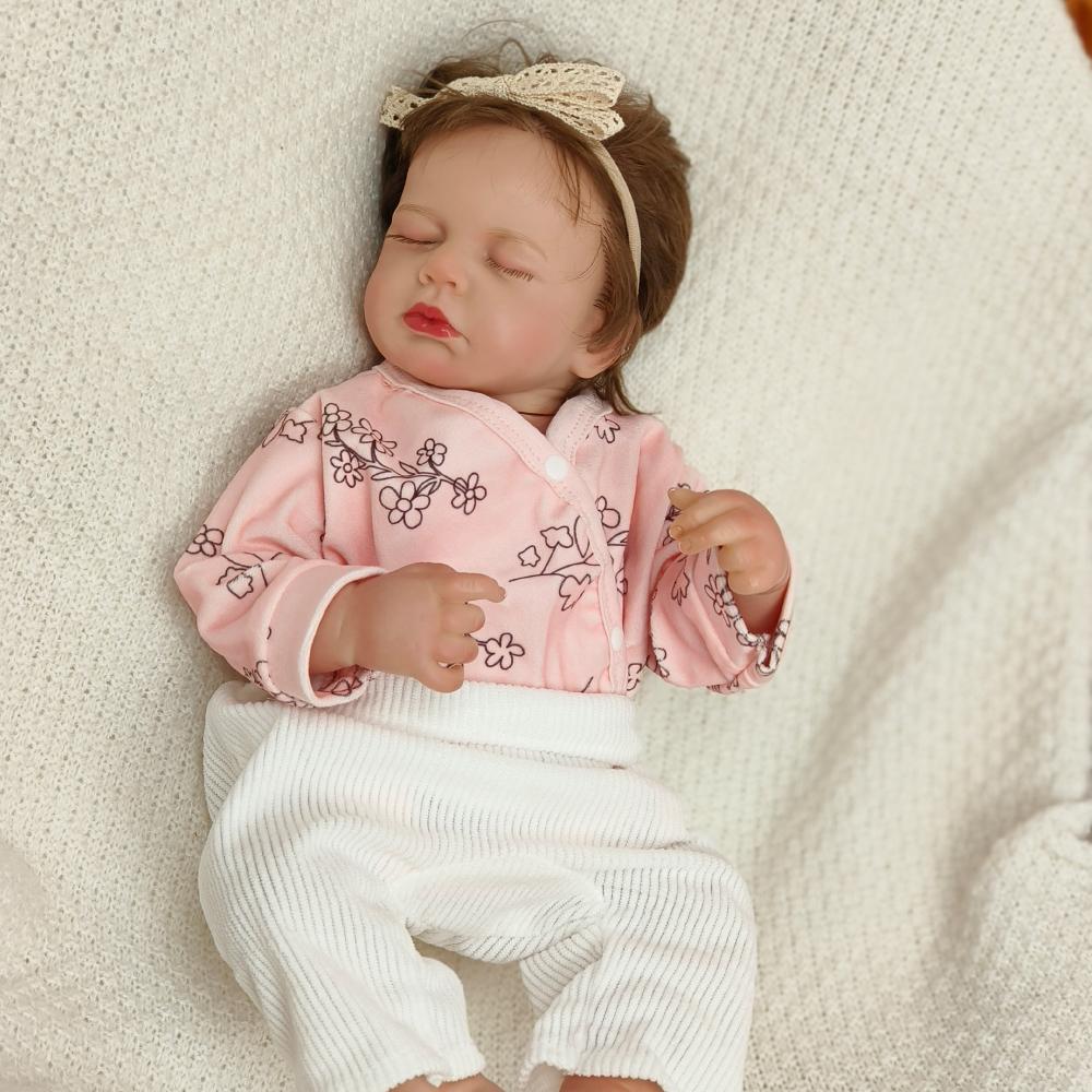 46cm Adorable Reborn Dolls LouLou Sleeping Lifelike 3D Painted Skin Silicone Vinyl Cute Newborn Christmas Toy Gift For Girls