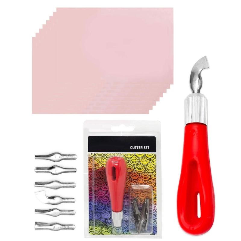Rubber Stamp Making Kits Carving Rubber Stamp with Cutter Tool Carving Starter Tool Kits for DIY Printmaking Printings