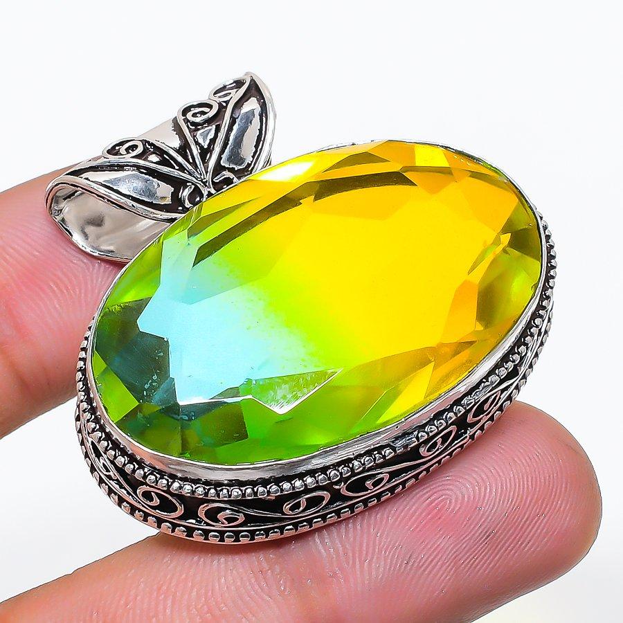 Natural Bi-Color Tourmaline Gemstone 925 Sterling Silver Pendant 1.50  AP-14326