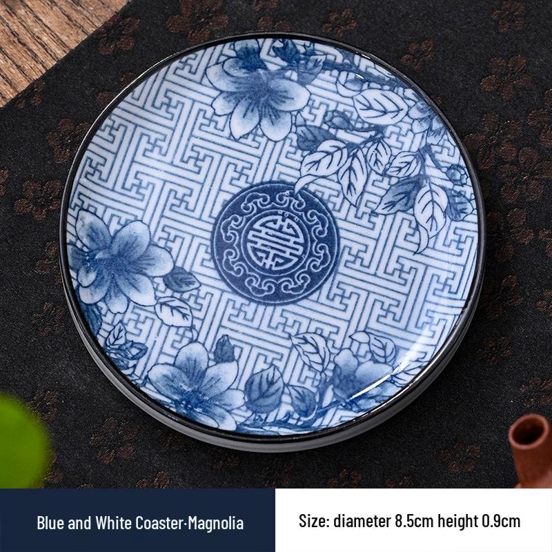 

Ретро Синяя и Белая Японская Керамическая Подставка для Чая - Изолированная Круглая Подкладка для Аксессуаров Чайного Набора для Кунг-Фу