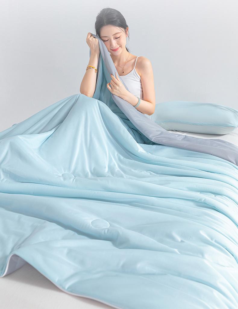 2025 A-Class Mica Cool Silk Summer Air Conditioning Quilt - Luxury Solid Color, Double Spliced, Washable